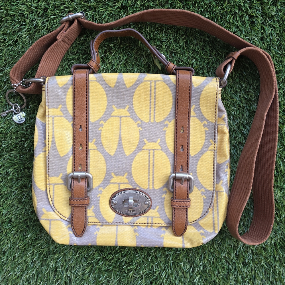 FOSSIL Yellow and Brown Crossbody Bag
